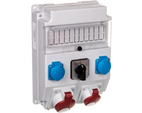 Rozdzielnica 1x32A 5P/ 1x16A 5P 2x250V okienko wyłącznik 0-1 IP54 ROS 11/X-21.2/0-1