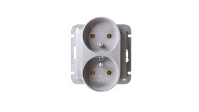 Sentia Gniazdo Podwójne Z/U 16A Ip20 Srebrne 1443-56