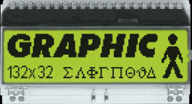 EA DOGM132E-5 LCD graphic module, 51 x 15 mm, yellow / green