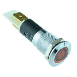 Yellow LED 12mm Flat Metal Panel Indicator 12V