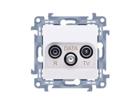 SIMON 10 Gniazdo antenowe RTV-DATA pojedyncze częstotliwość dla wejścia 862 MHz tłum: R-14dB TV-10dB DATA -3dB białe CAD.01/11 K