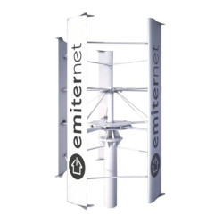 Turbina wiatrowa o mocy 9800W. System pracy On Grid/ Off Grid. Wymiary: średnica 4,3m, wysokość 5,6m. Waga całkowita 970kg