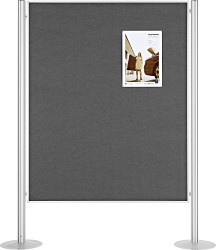 magnetoplan Ścianka prezentacyjna SET 1 (S x W) 1345 mm x 1800 mm filc szary możliwość obustronnego użycia, Tablica kork