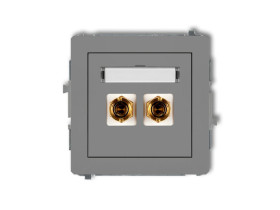 DECO Gniazdo głośnikowe pojedyncze (typu banan - czerwony i czarny pozłacany 4 mm2 skręcany) szary mat 27DGG-4 KARLIK