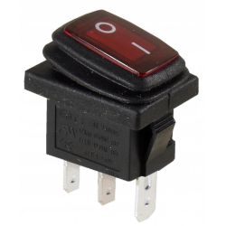 Przełacznik klawisz hermetyczny podśw. mały czerwony KCD3R-12VDC 6A