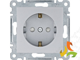 LUMINA Gniazdo pojedyncze z uziemieniem schuko z przesłoną styków srebrne WL1062 HAGER