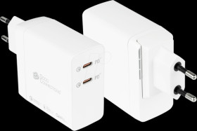 PCA-W006W USB charger, 140 W, GaN technology, 2x USB-C, white