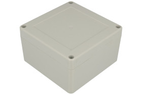 Obudowa; uniwersalna; ZP105.105.60JH TM; ABS; 105mm; 105mm; 60mm; IP65; jasnoszary; z tulejkami mosiężnymi; hermetyczna; Kradex;