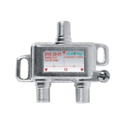 Rozgałęźnik 2-krotny satelitarny 5-2200MHz 1-we, 2-wy pełne pasmo TV i SAT, przesył napięcia (power pass) SVE 20-01