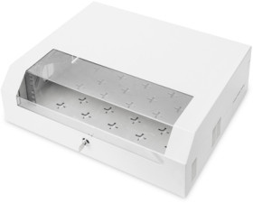 Wall enclosure, 3 U rotatable, 2 U fixed, (H x W x D) 145 x 525 x 475 mm, IP20, sheet steel, light gray, DN-19 04U-PB