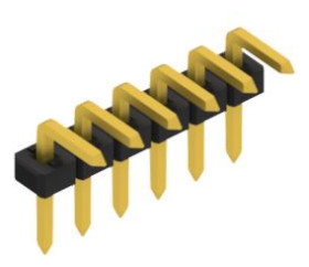 Pin header, 6 pole, pitch 2 mm, angled, black, 10062619