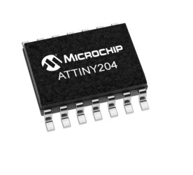 Mikrokontroler Microchip ATtiny204 SOIC 14-pinowy Montaż powierzchniowy AVR 2 kB 8bit CAN: 20MHz RAM:128 B Ethernet: