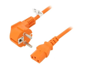 SN326-3/10/3OR Kabel CEE 7/7 (E/F) wtyk kątowy, IEC C13 żeński PVC 3m 10A