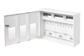 Rozdzielnica natynkowa 3 licznikowa 1-fazowa 18 modułów IP30 stalowa RU-S-3L-18Z/O