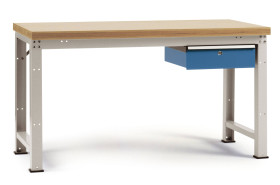 Pojedynczy stół PROFI, komplet 1500x700x840 mm, płyta Multiplex RAL7035 jasnoszary Manuflex WP5404.7035, (S x W x G) 150