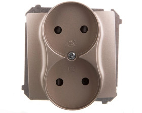 Simon Basic Gniazdo podwójne b/u z przesłonami satynowy BMG2MZ.01/29