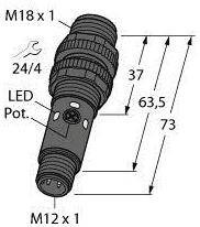 Bezzwrotny czujnik fotoelektryczny Turck M18-3VPRS-Q8 3092558 1 szt.
