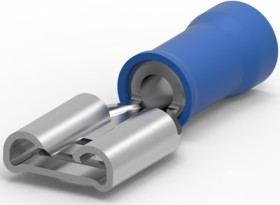 Insulated flat plug sleeve, 6.35 x 0.81 mm, 1.04 to 2.62 mm², AWG 16 to 14, brass, tin-plated, blue, 640905-1