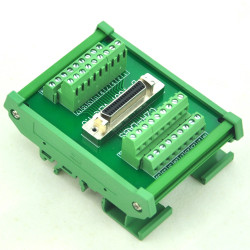 CZH-LABS DIN Rail Mount 36-pin Half-Pitch/0.05&quot; D-SUB Female Interface Module, DSUB, SCSI.