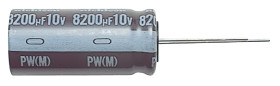 Kondensator 470μF 25V dc Radialny, Otwór przelotowy Nichicon roztaw: 5mm 10 (Dia.) x 16mm