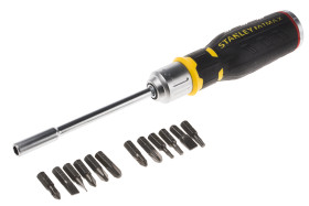 Zestaw wkrętak z grzechotką + końcówki, Phillips, Pozidriv, płaska, Torx, Płaskie: 5 mm, Płaskie: 6,5 mm, Płaskie: 8