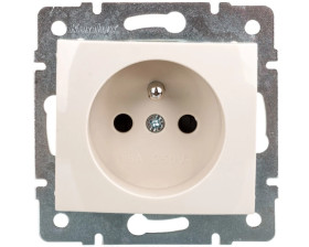 DOMO Gniazdo pojedyncze ochrona styków śrubowe 16A 250V kremowy 011250103 24794