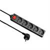 Przedłużacz sieciowy czarny z wyłącznikiem 5x gniazdo 1,5m EPS-501,5W-2
