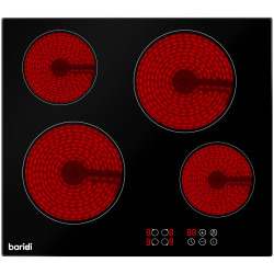 Baridi DH131 Integrated Ceramic Hob with 4 Cooking Zones 60cm - Black Glass