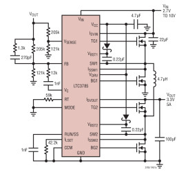 10V, High Efficiency, Synchronous, No R Buck-Boost Controller