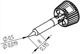 0142PDLF05 ERSADUR soldering tip, 0.5 mm, pencil tip