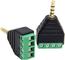3.5mm 4-pin Mini Jack Male to ARK Terminal Block Adapter