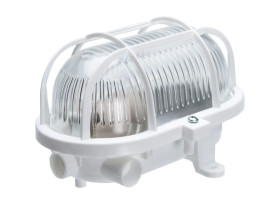 Oprawa kanałowa OVAL-7040T/P, E27, 60W, biała-polipropylen, klosz przeźroczysty-szkło, IP54, siatka plastikowa A1110