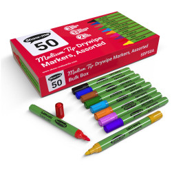 Show-me Assorted Medium Tip Drywipe Pens - Pack of 50
