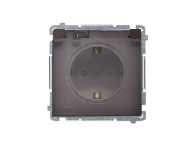SIMON BASIC Gniazdo schuko do wersji IP44 (moduł) 16A 250V zaciski śrubowe czekoladowy klapka transparentna BMGSZ1B.01/47A KONTA
