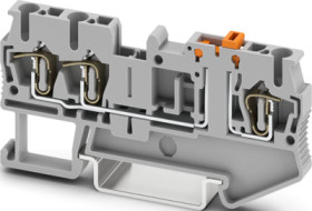 Knife disconnect terminal, tension clamp connection, 0.08-4.0 mm², 3 pole, 20 A, 6 kV, gray, 3036356