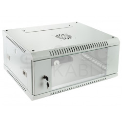 OUTLET Szafa wisząca RACK 19" 4U 450mm drzwi szklane szara NEKU TS BOX