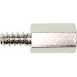 Hexagon spacer bolt, external/internal thread, with self-tapping thread, M2.5, 20 mm, brass, 10431795