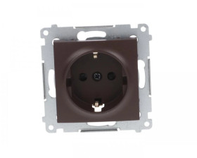 Simon 54 Gniazdo pojedyncze SCHUKO z/u 16A IP20 z przesłoną torów brąz mat DGSz1Z.01/46