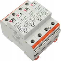 Ochronnik przepięć-ogranicznik modułowy 25kA 4P 3-F typ Typ T1+T2 25kA z iskiernikiem VCX