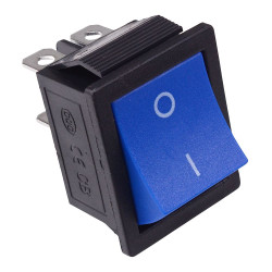 Blue Actuator On-Off Large Rectangle Rocker Switch DPST 15A