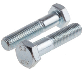 Śruba z łbem sześciokątnym gwint M12 55mm skok 1.75mm Stalowe Sześciokątny Powlekane jasnym cynkiem RS PRO