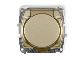 TREND Gniazdo hermetyczne z uziemieniem (klapka złota przesłony torów prądowych) złoty 6GPB-1zp KARLIK