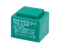 TEZ2.5/2x6 Transformator zalewany 2.5W 2x6V, montaż THT, IP00