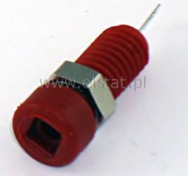 Gniazdo banan montaż czerwone 2 mm MBI-1