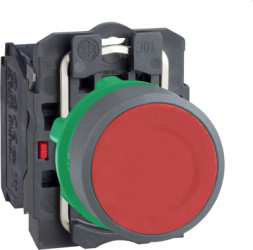 Pushbutton, unlabeled, unlit, groping, 1 Form B (N/C), waistband round, red, front ring gray, mounting Ø 22.5 mm, XB5AA42C0
