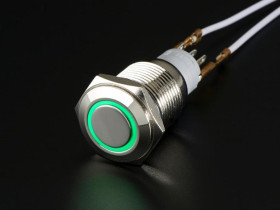 Adafruit Rugged Metal On/Off Switch with Green LED Ring