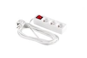 Przedłużacz z wyłącznikiem 3-gniazda z/u 5m /H05VV-F 3G1/ biały PM-ZW-3G-50