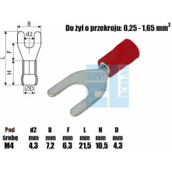 KONEKTOR WIDEŁKOWY IZOLOWANA KOŃCOWA CZĘŚĆ 4,3mm CZERWONY 10szt /5795