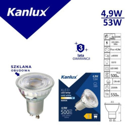 Żarówka LED GU10 XLED GU10 4,9W-CW 550lm 6500K barwa zimna 3 lata Gwarancji 38412