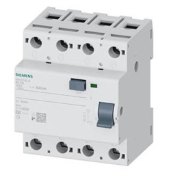 RCCB, Typ A, 4-biegunowy, 125A, 500mA, Siemens, 5SV3745 SENTRON 400V